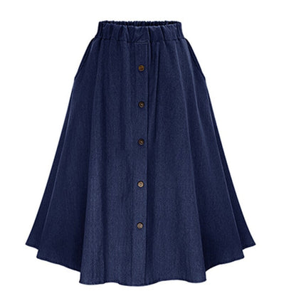 Women's Elastic High Waist Denim Midi Skirt