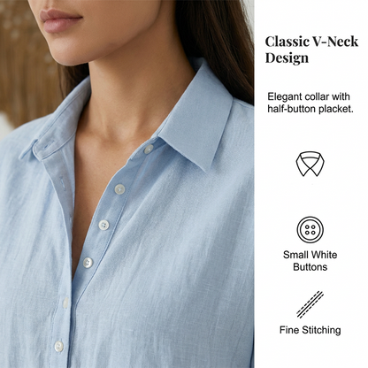 ☀️Women's Casual Linen Blend Shirt Dress – Effortless Style For Sunny Days✨