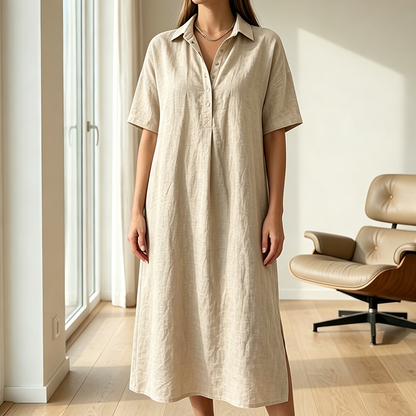 ☀️Women's Casual Linen Blend Shirt Dress – Effortless Style For Sunny Days✨