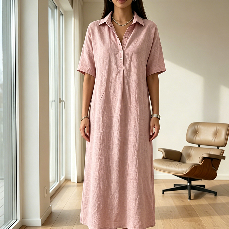 ☀️Women's Casual Linen Blend Shirt Dress – Effortless Style For Sunny Days✨