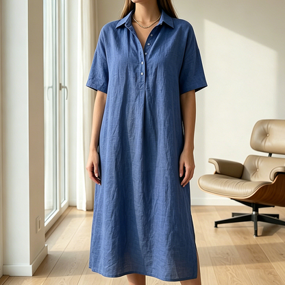 ☀️Women's Casual Linen Blend Shirt Dress – Effortless Style For Sunny Days✨