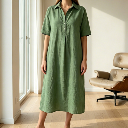 ☀️Women's Casual Linen Blend Shirt Dress – Effortless Style For Sunny Days✨