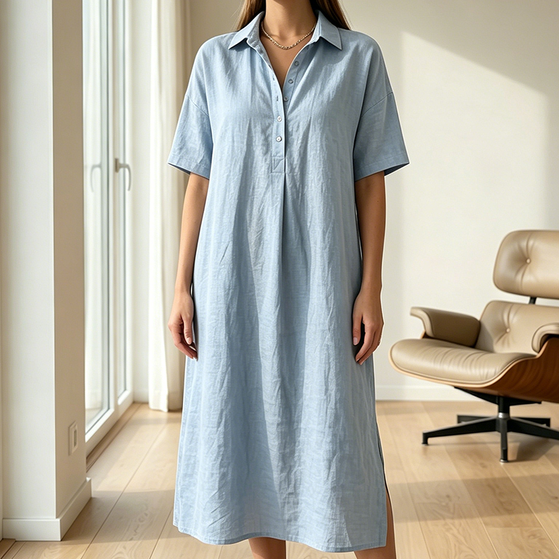 ☀️Women's Casual Linen Blend Shirt Dress – Effortless Style For Sunny Days✨