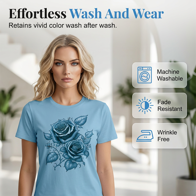 Women's Elegant Rose Graphic Print T-Shirt