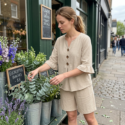 Women's Casual Cotton Two-Piece Outfit