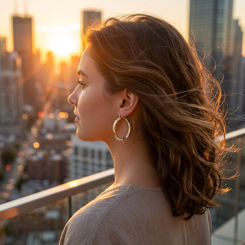 Women's Elegant Twisted Hoop Earrings