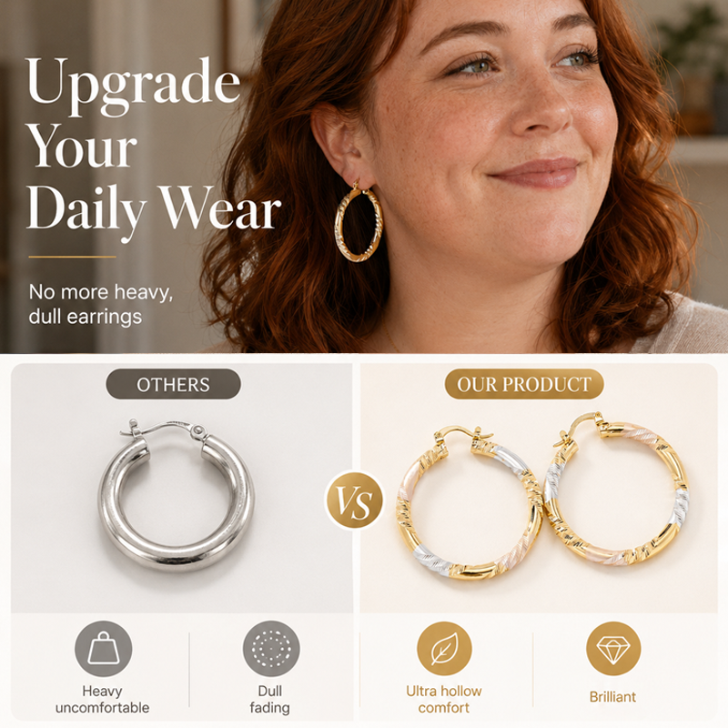 Women's Elegant Twisted Hoop Earrings