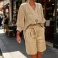 Women’s Casual V Neck Top and Shorts Set