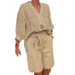 Women’s Casual V Neck Top and Shorts Set
