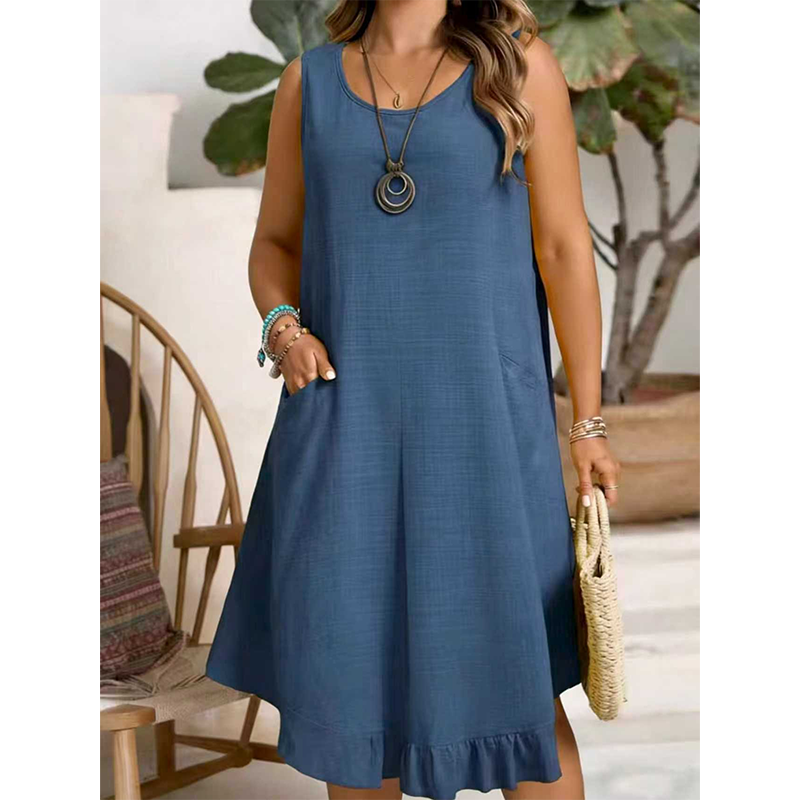 Women Casual Sleeveless Ruffle Dress