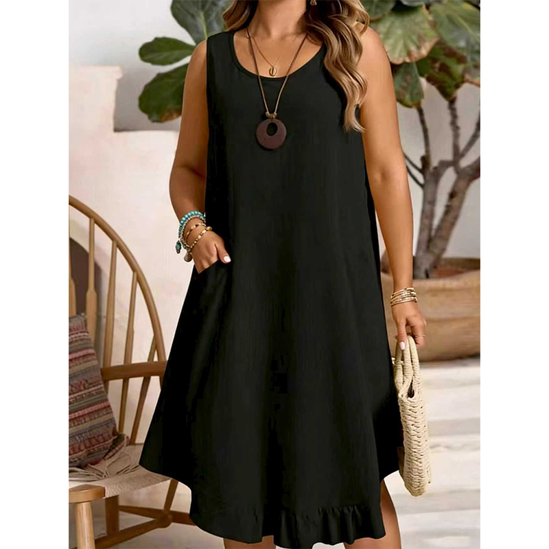 Women Casual Sleeveless Ruffle Dress