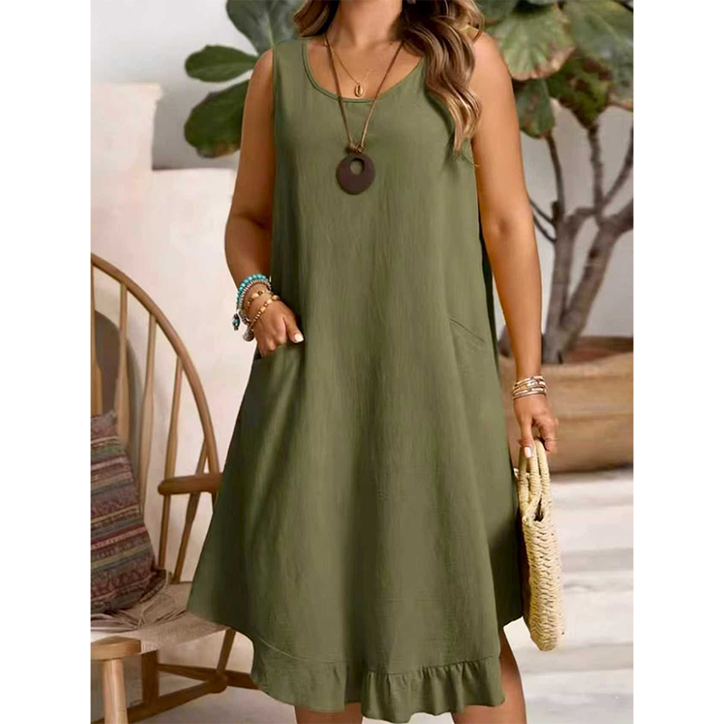Women Casual Sleeveless Ruffle Dress
