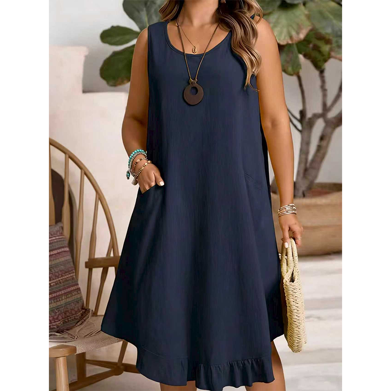 Women Casual Sleeveless Ruffle Dress