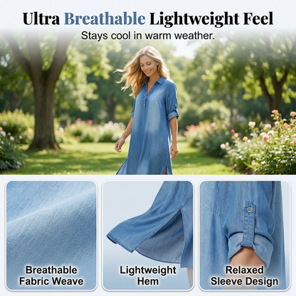 Women’s Loose Washed Denim Maxi Dress