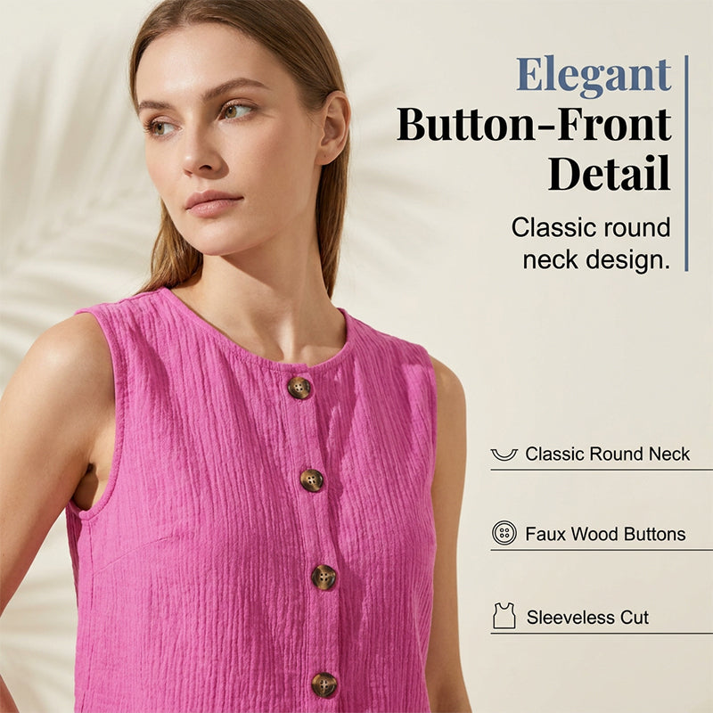 Women's Sleeveless Button-Down Tank & Shorts