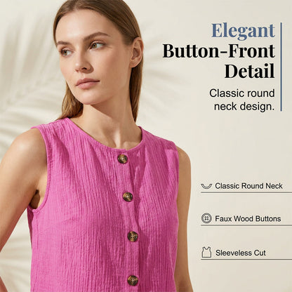 Women's Sleeveless Button-Down Tank & Shorts