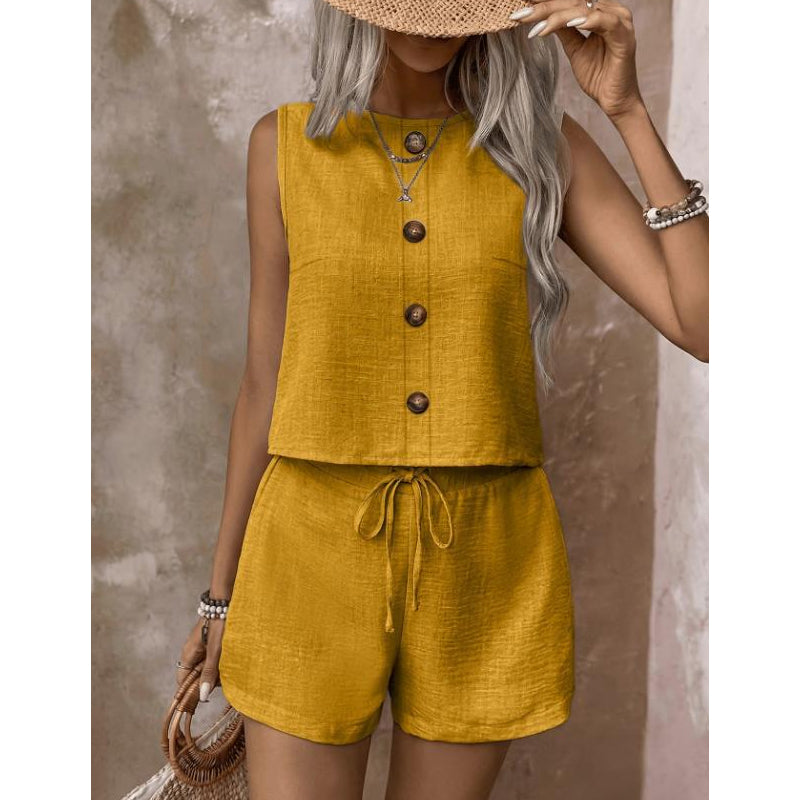 Women's Sleeveless Button-Down Tank & Shorts