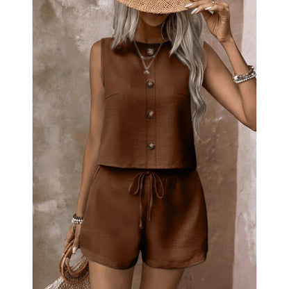 Women's Sleeveless Button-Down Tank & Shorts