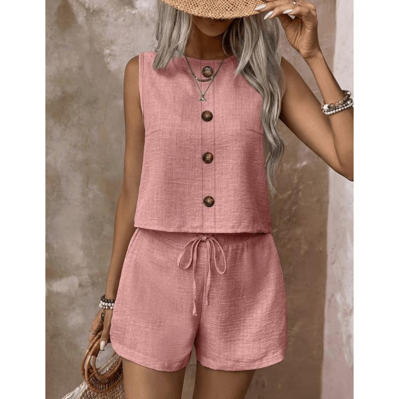 Women's Sleeveless Button-Down Tank & Shorts