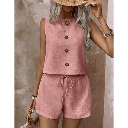 Women's Sleeveless Button-Down Tank & Shorts