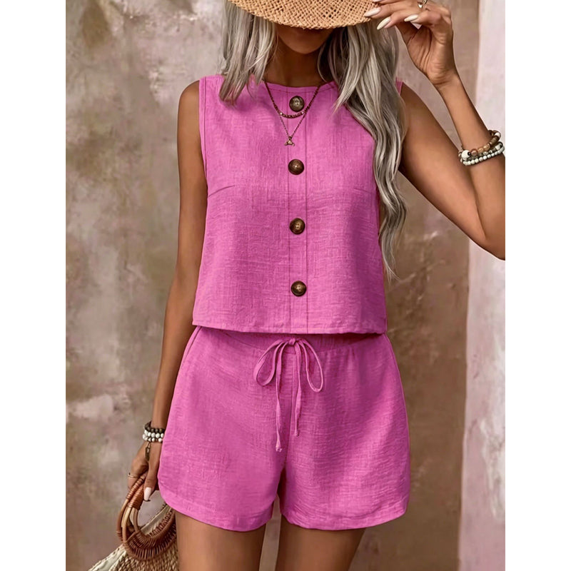 Women's Sleeveless Button-Down Tank & Shorts