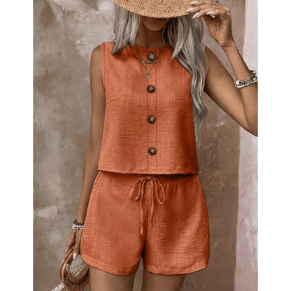 Women's Sleeveless Button-Down Tank & Shorts
