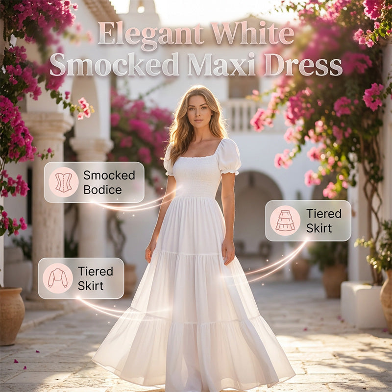 Women's Elegant Smocked Maxi Dress