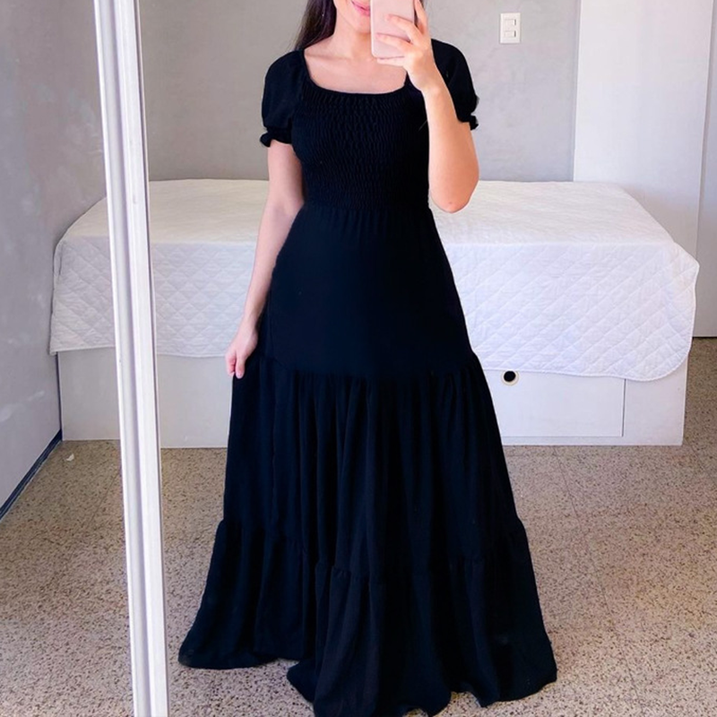 Women's Elegant Smocked Maxi Dress