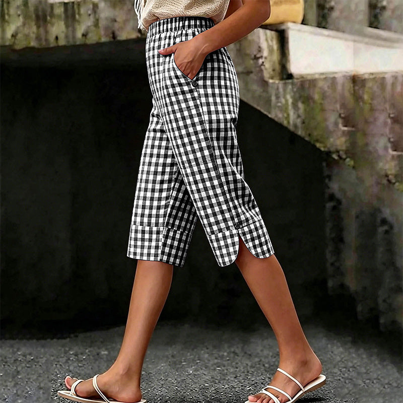 Women’s Casual Plaid Capri Pants
