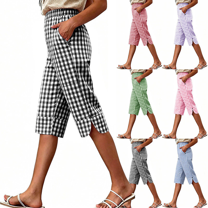 Women’s Casual Plaid Capri Pants