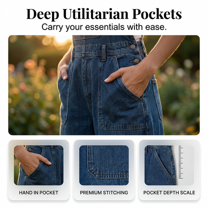Women Summer Loose Denim Jumpsuit with Pockets