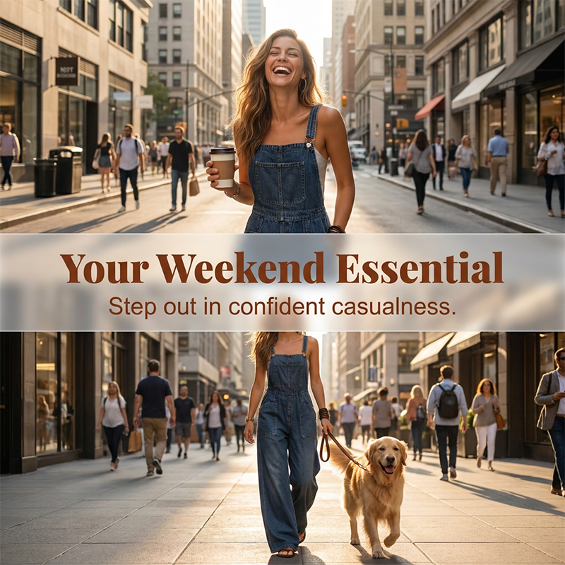 Women Summer Loose Denim Jumpsuit with Pockets