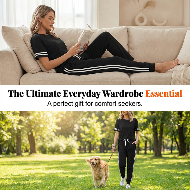 Women's Casual Two-Piece Set with Side Stripes