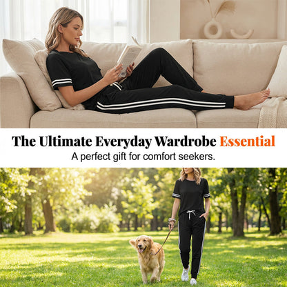 Women's Casual Two-Piece Set with Side Stripes