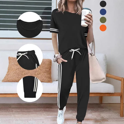 Women's Casual Two-Piece Set with Side Stripes
