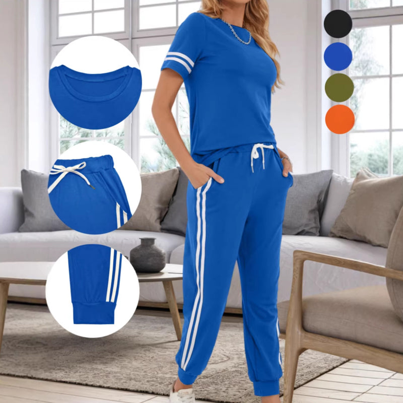 Women's Casual Two-Piece Set with Side Stripes