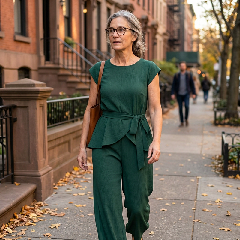 Chic Solid Color Top & Wide-Leg Pants Set