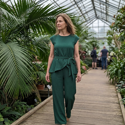 Chic Solid Color Top & Wide-Leg Pants Set