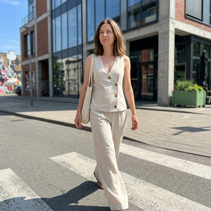 Women's Elegant Vest & Pants 2-Piece Set