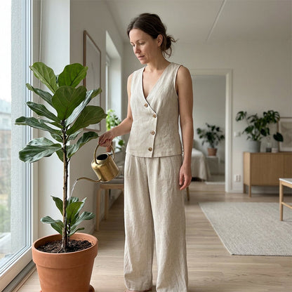 Women's Elegant Vest & Pants 2-Piece Set