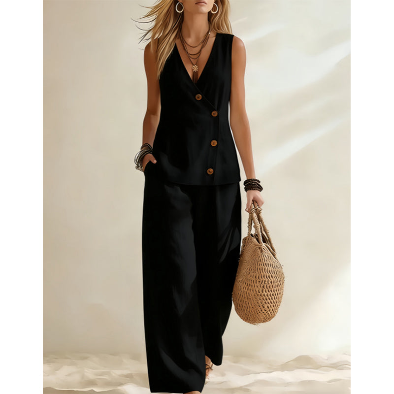Women's Elegant Vest & Pants 2-Piece Set