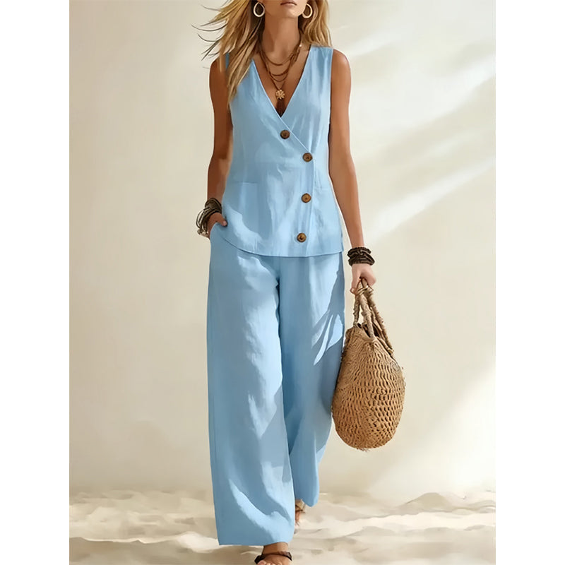 Women's Elegant Vest & Pants 2-Piece Set