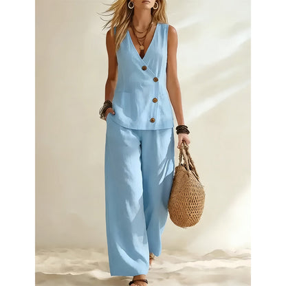 Women's Elegant Vest & Pants 2-Piece Set