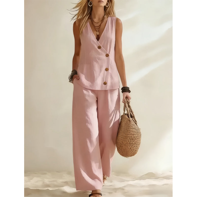 Women's Elegant Vest & Pants 2-Piece Set