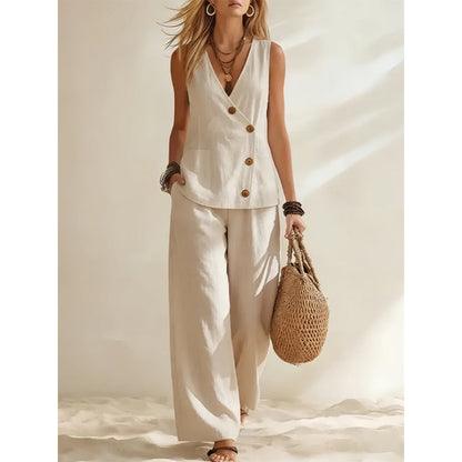 Women's Elegant Vest & Pants 2-Piece Set