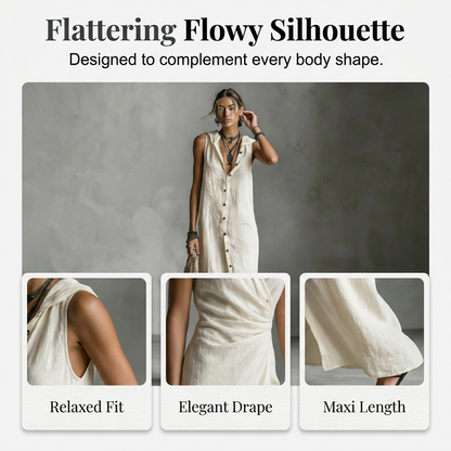 Sleeveless Hooded Button-Down Maxi Dress