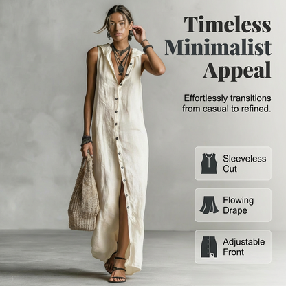 Sleeveless Hooded Button-Down Maxi Dress