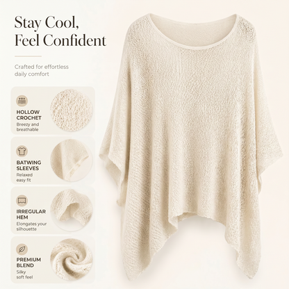 Women’s Hollow-Out Batwing Sleeve Knit Top