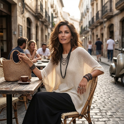 Women’s Hollow-Out Batwing Sleeve Knit Top