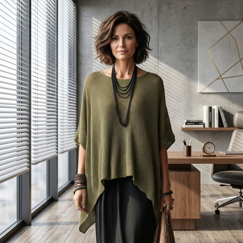 Women’s Hollow-Out Batwing Sleeve Knit Top